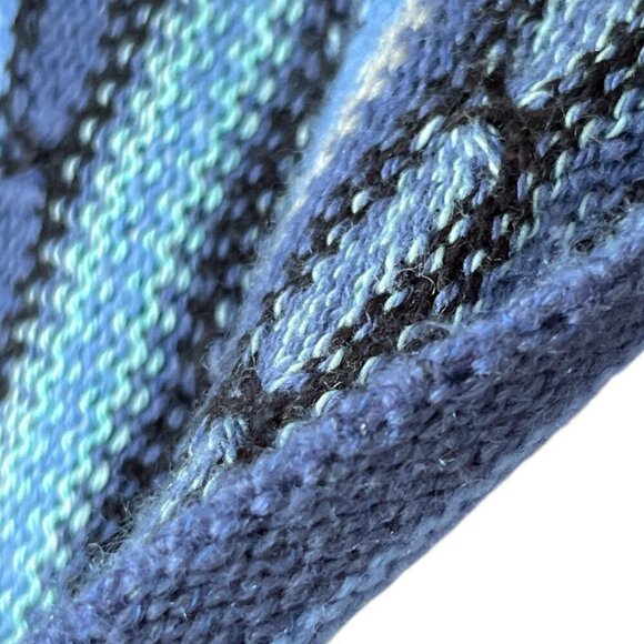 J Jill Womens 3D Knit Longline Open Cardigan Size M Blue Striped 80s Grannycore - Picture 8 of 9